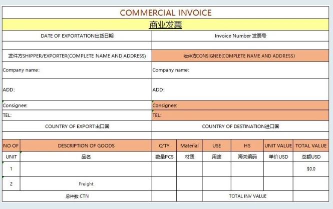 国际小包发票