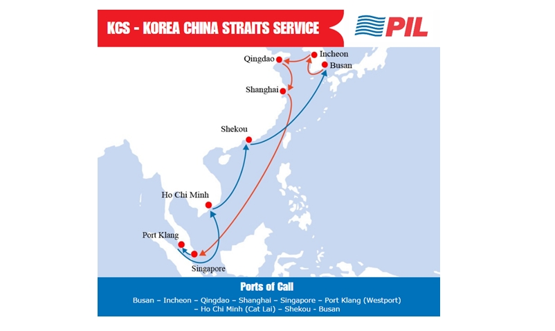 国际海运太平洋国际航线公司扩大中韩海峡航线（青岛港和仁川港加入加入其中）